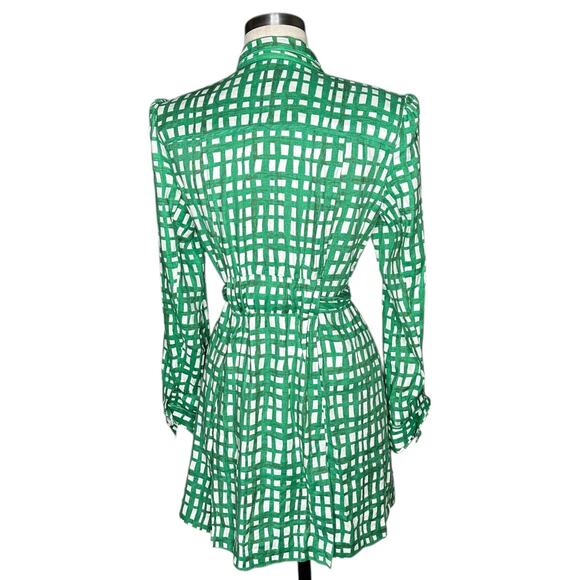 CABI Green White Circuit Plaid Linen Blend Belted Jacket Women's Size Small - Picture 4 of 8